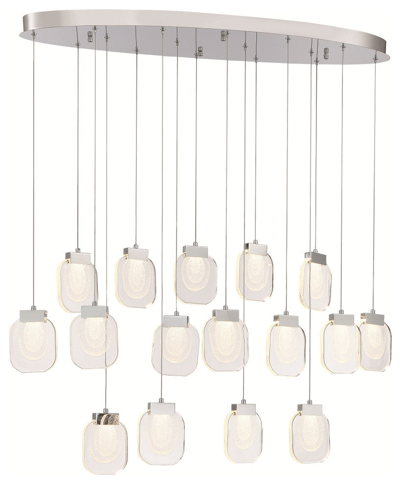 16-Light 44" Integrated Led Multi Drop Chandelier