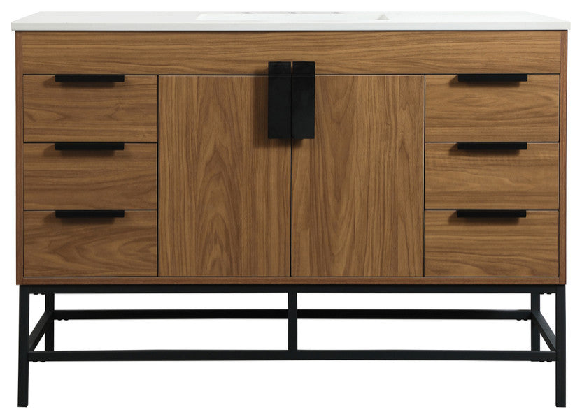 Home Living 22" Modern Walnut Brown-Light Bathroom Vanity