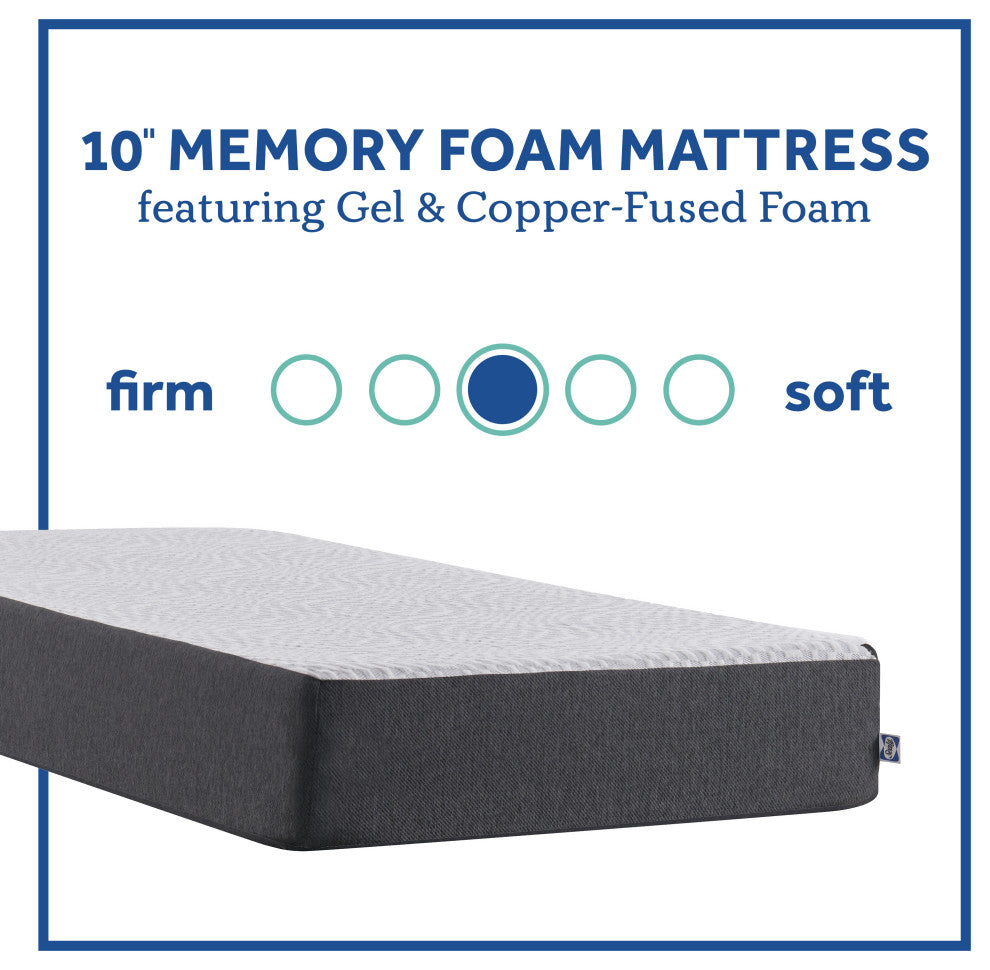 Sealy 10" Medium Memory Foam Mattress, Twin