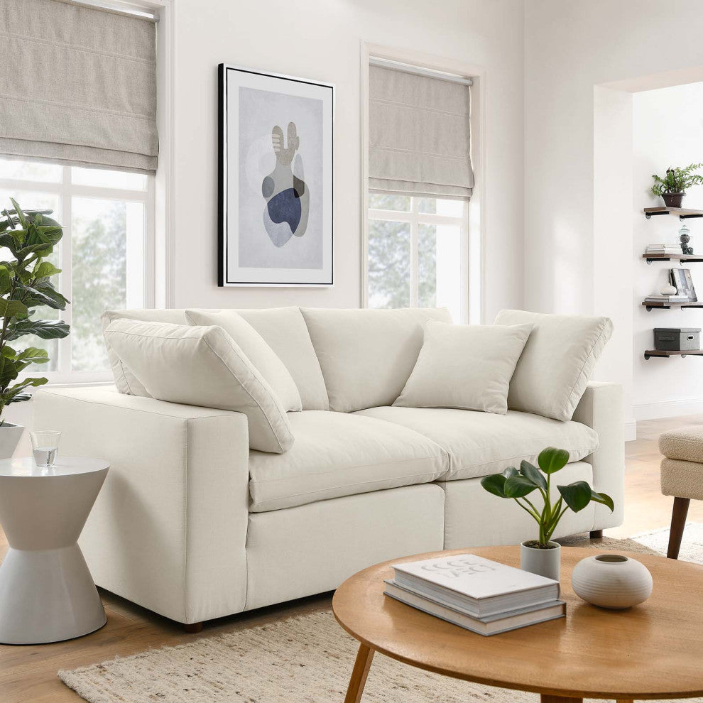 Modular Deep Sofa, Beige, Fabric, Modern, Lounge Cafe Hotel Lobby Hospitality
