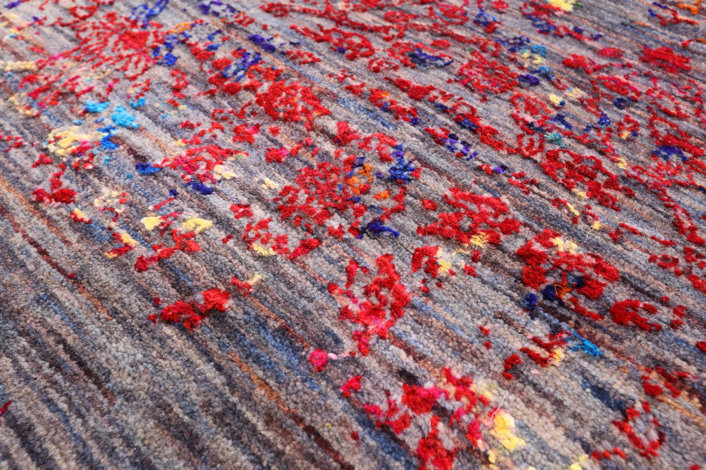 8' 9" X 12' 1" Modern Wool and Silk Hand Knotted Rug Q11853