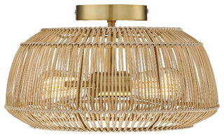 Bohemian Rattan Semi-Flush Mount Ceiling Light, 14'' W-2 Lights