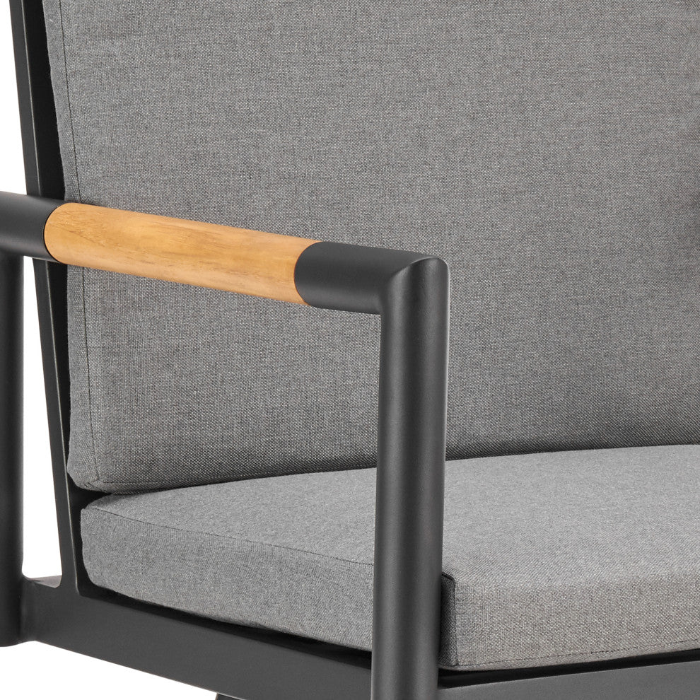 Crown Outdoor Patio Swivel Bar Stool Aluminum With Tan Rope/Dark Gray Cushions