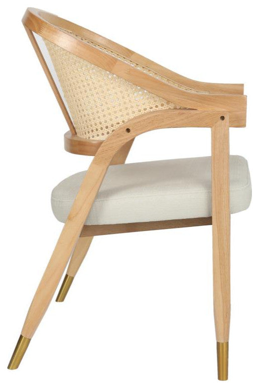 Naomi Commercial Cane Rattan Dining and Accent Chair, Natural