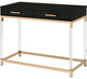 Benzara BM250363 Metal Base Framed Console Table, Black and Gold