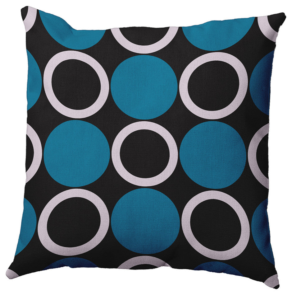 Mod Circles Indoor/Outdoor Throw Pillow, Unreal Teal, 18"x18"
