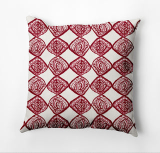 Cowry Check Outdoor Pillow, Red, 14"x20"