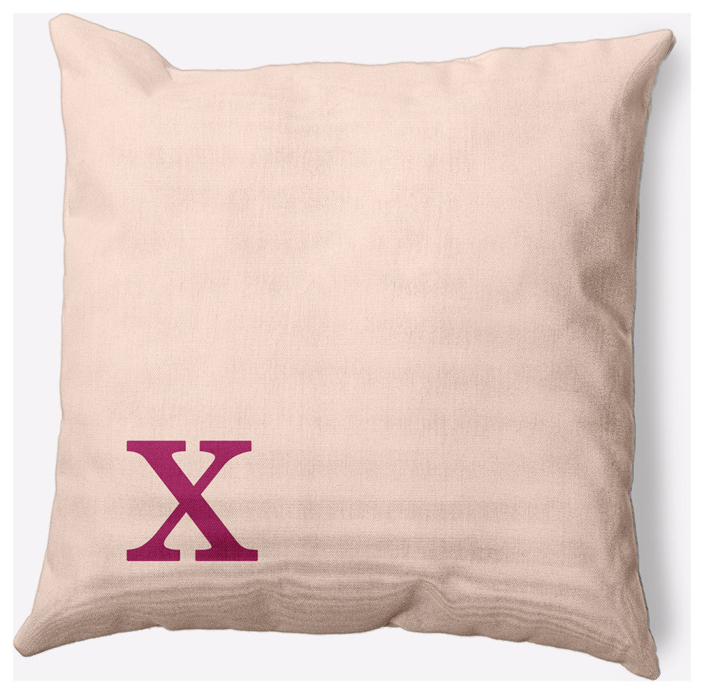 18" x 18" Modern Monogram Indoor/Outdoor Polyester Throw Pillow, Dusty Rose