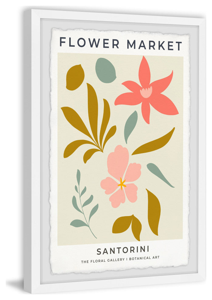"Flower Market Santorini" Framed Painting Print, 16x24
