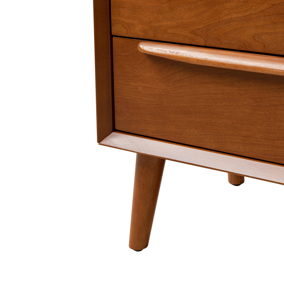 Drawer Nightstand With Built-In Outlets, Set of 2, Acorn