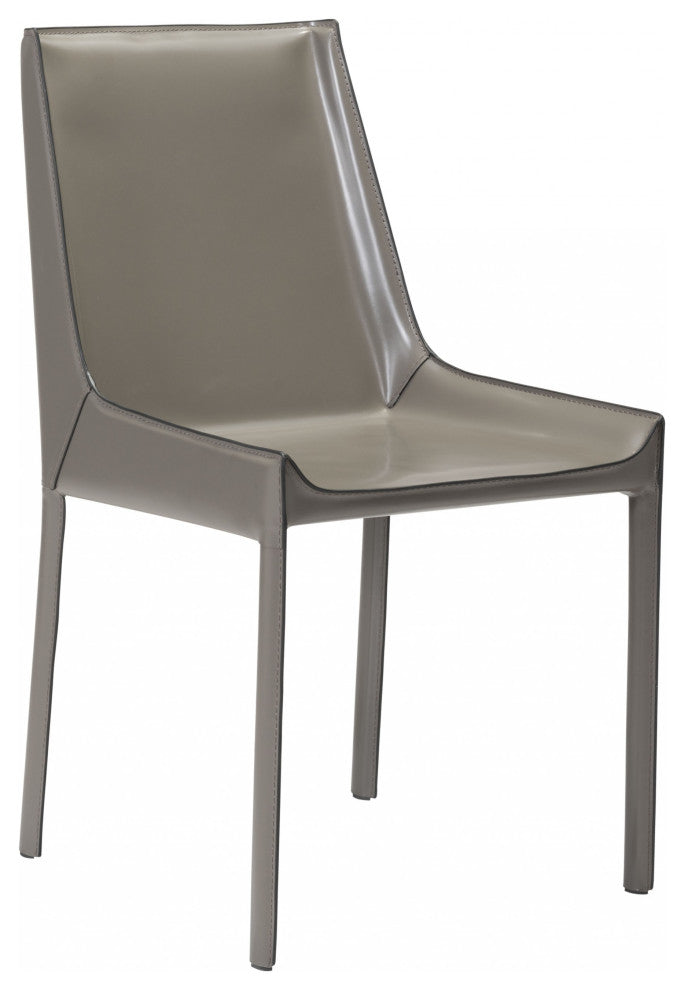Set of Two Gray Faux Leather Dining Chairs
