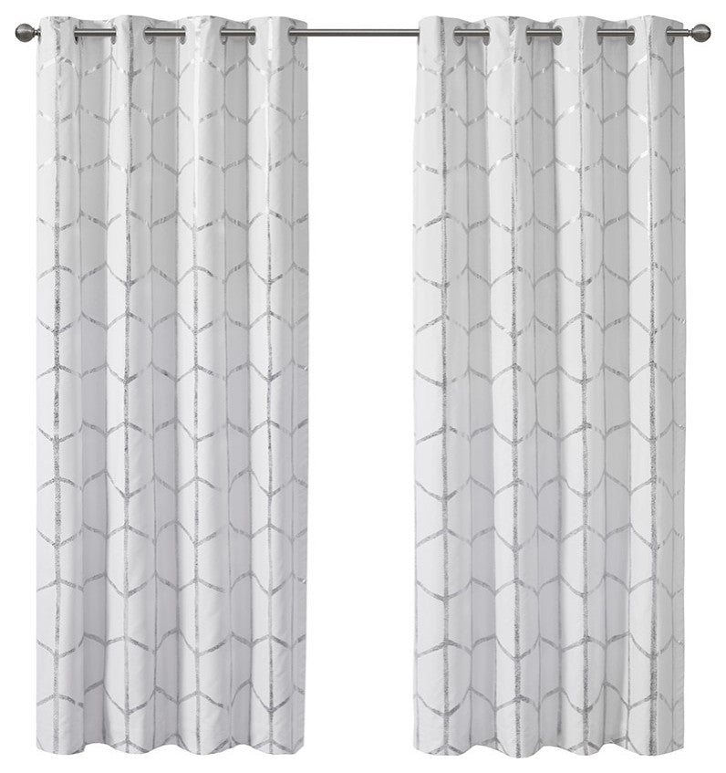 Intelligent Design Raina Total Blackout Metallic Print Grommet Top Curtain Panel