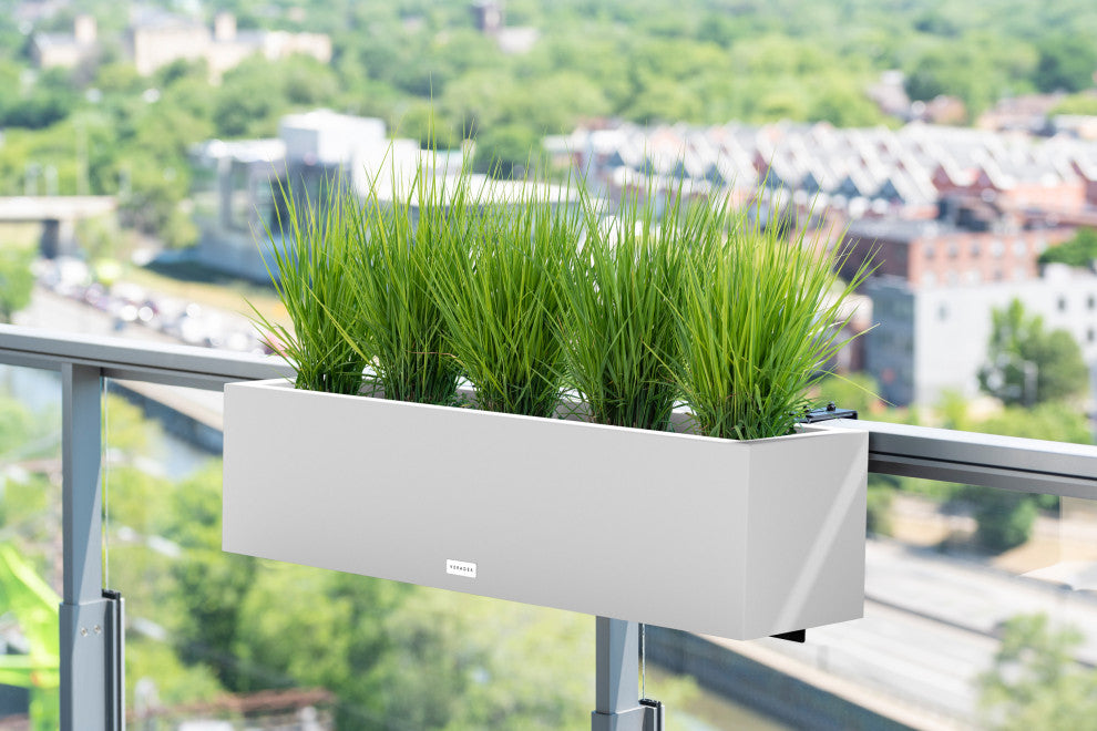 Block Series Trough 36" Planter With Bracket, White, 9"h X 9"w X 36"l, 1 Pack