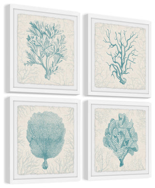 "Coral Group Quadriptych" Framed Painting Prints, 36"x36", 4-Piece Set