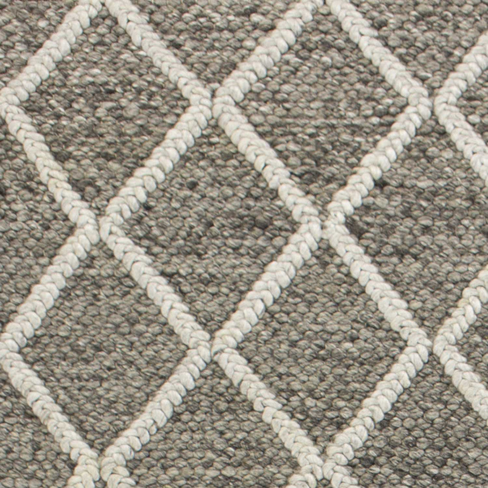 HomeRoots 9' x 13' Wool Dark Grey Area Rug