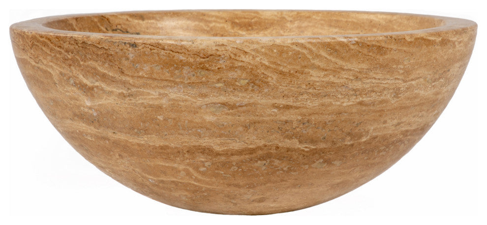 Eden Bath EB_S003BT-H Small Vessel Sink Bowl - Honed Beige Travertine