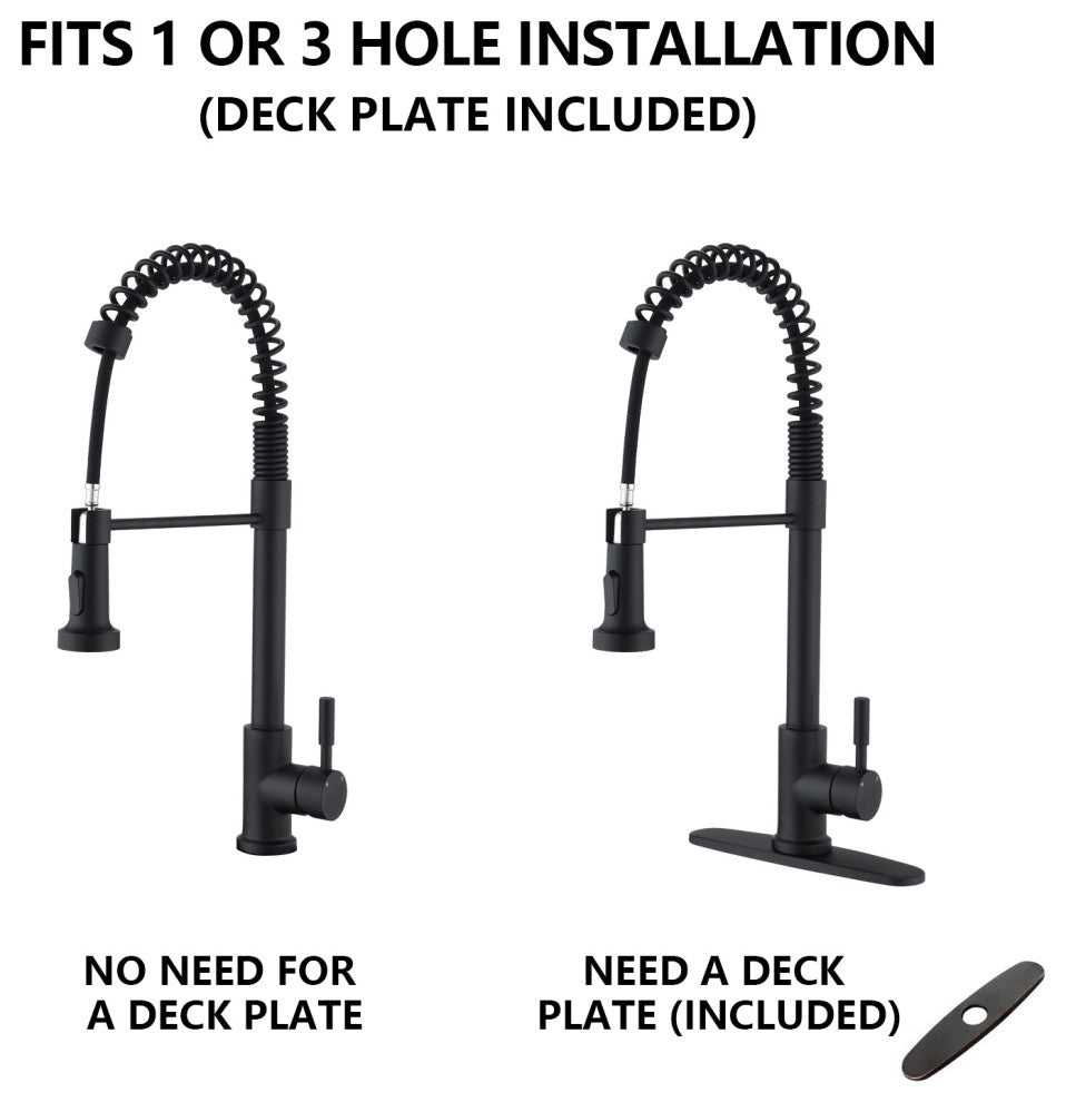 Givingtree Pull Down Sprayer Spring Kitchen Sink Faucet Matte Black