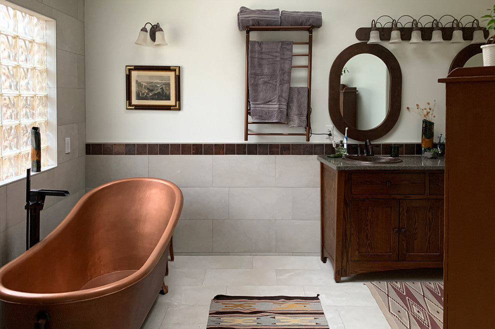 Hammered Copper Tile, 6"x6", Set of 8