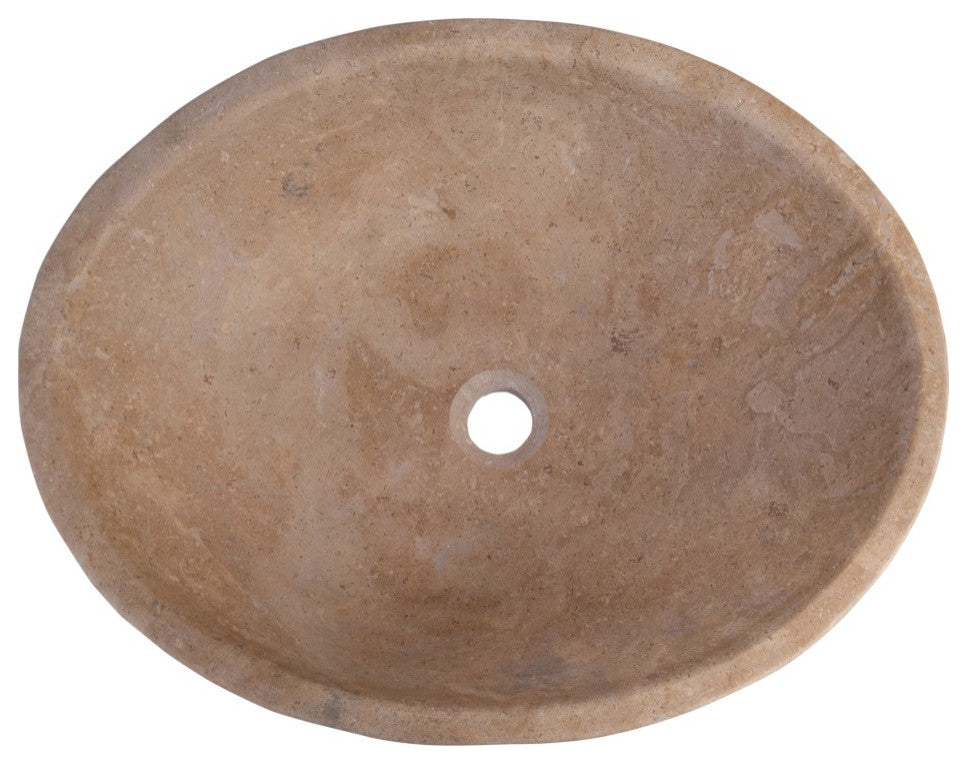 Karina Walnut Travertine Natural Stone Vessel Sink Honed and Filled  (W)16" (L)2