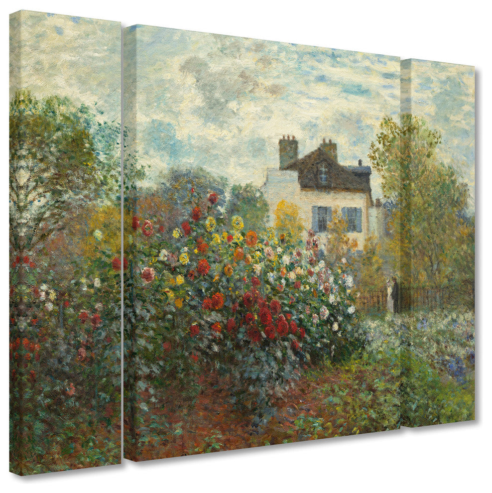 Claude Monet 'Artist's Garden In Argenteuil' Multi Panel Art Set,, 41"x30"