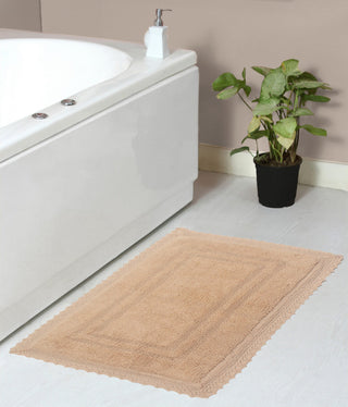 Opulent Reversible 100% Cotton Bath Rug Set, 21x34 Rectangle, Linen