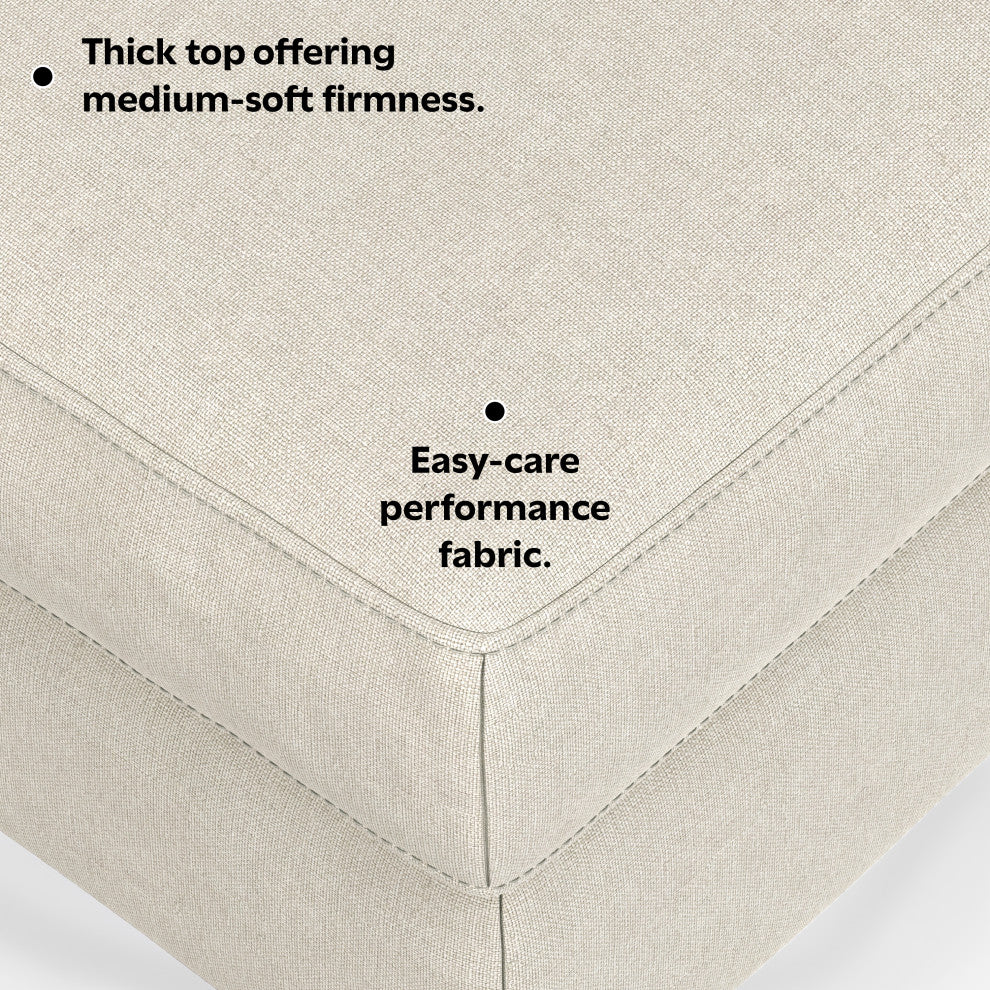 Ava Ottoman in Tightly Woven Performance Fabric , Assembled