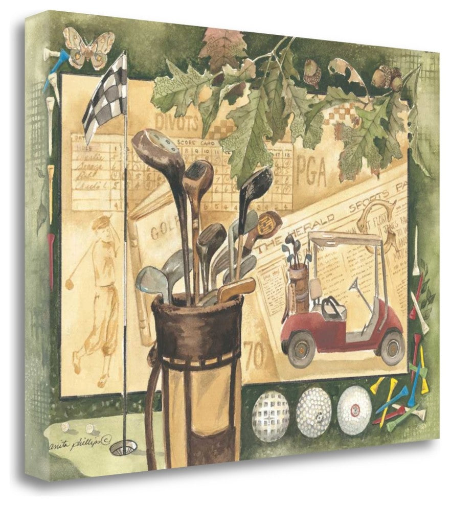 "Golf Cart" By Anita Phillips,Ready to Hang Giclee Print on Gallery Wrap Canvas