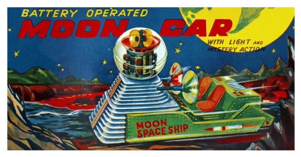 "Moon Car" Digital Paper Print by Retrotrans, 46"x24"