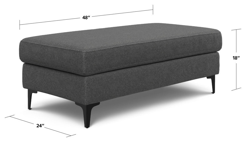 Ava Large Rectangular Ottoman in Tightly Woven Performance Fabric , Assembled