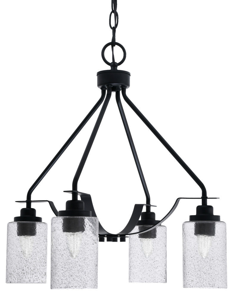 Odyssey 4 Light, Chandelier In Matte Black Finish With 4" Smoke Bubble Glass