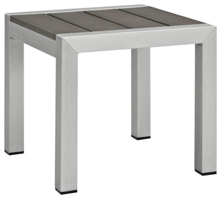 Silver Gray Shore Outdoor Patio Aluminum Side Table
