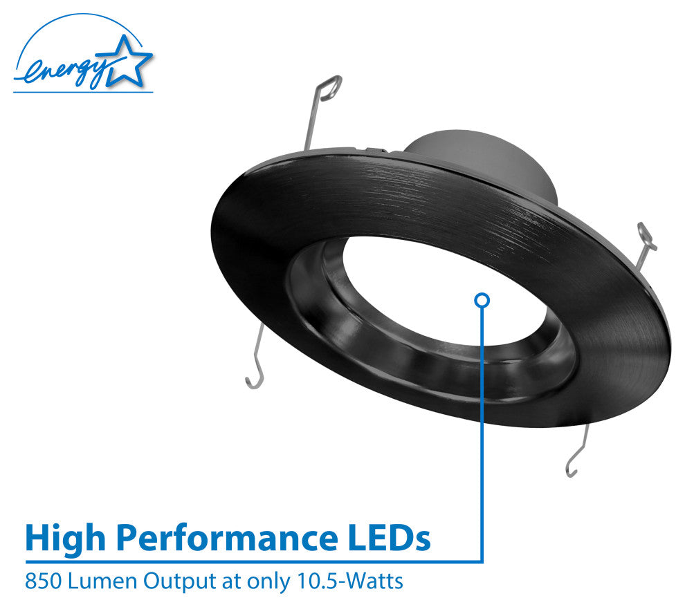 DCR56 LED Recessed Downlight Retrofit, Black, Smooth, 5000k (Daylight)