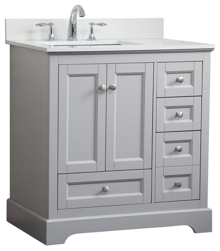 Elegant VF15532GR-BS 32"Single Bathroom Vanity, Gray With Backsplash
