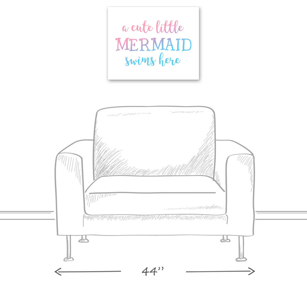 Cute Little Mermaid 20x16 Canvas Wall Art