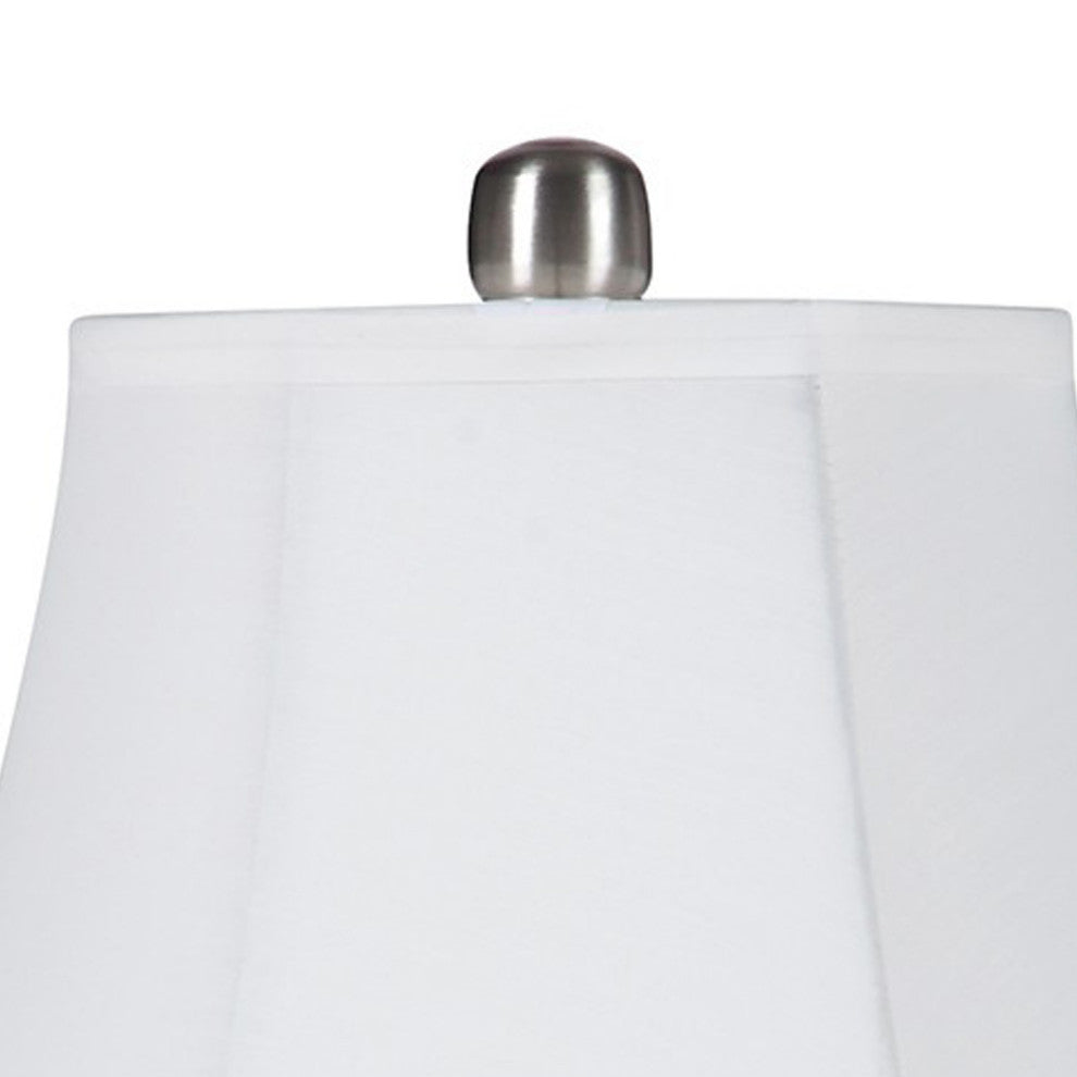 Benzara BM240936 Turned Tubular Metal Body Table Lamp, Empire Shade Silver