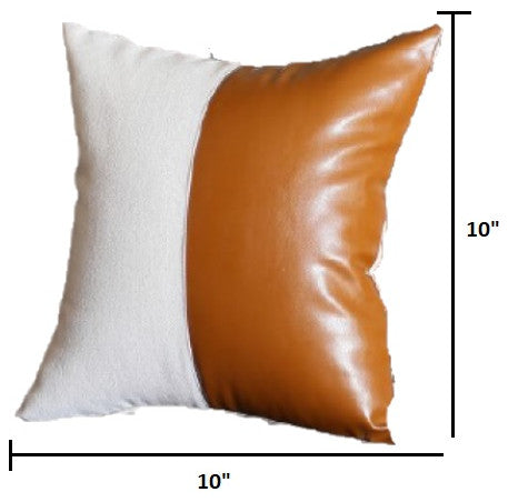 Set of 4 Black and White Pearl With Faux Leather Lumbar Pillow Covers