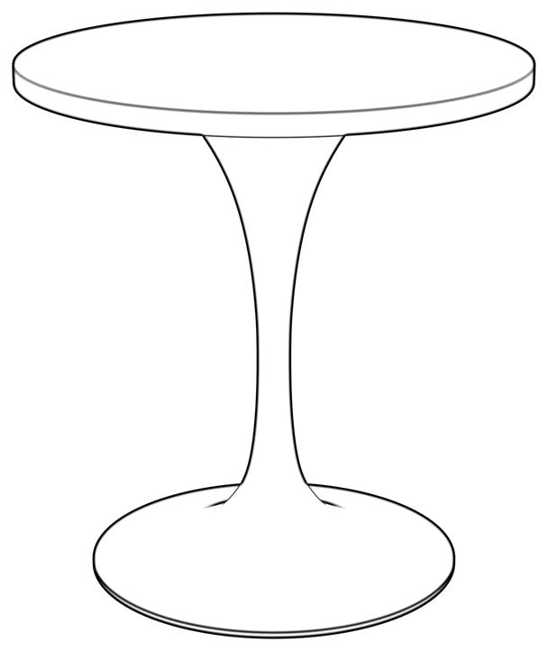 27 Round Dining Table, White Base with Sintered Stone Black Top
