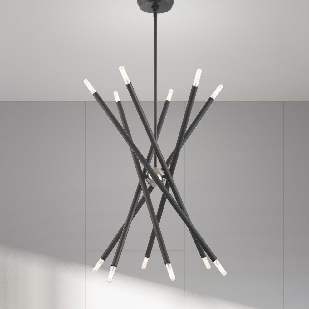 Livex Lighting Soho 12 Light Scandinavian Gray, Brushed Nickel Chandelier