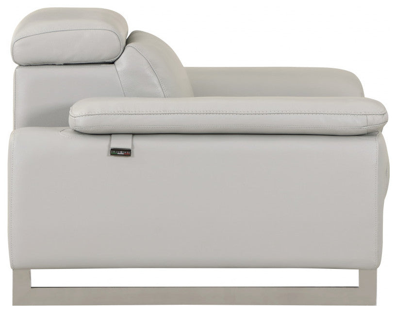 2-Piece Indoor Light Gray Italian Leather Five Person Seating Set