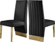Porsha Dining Chair, Set of 2, Black Faux Leather, Gold Legs