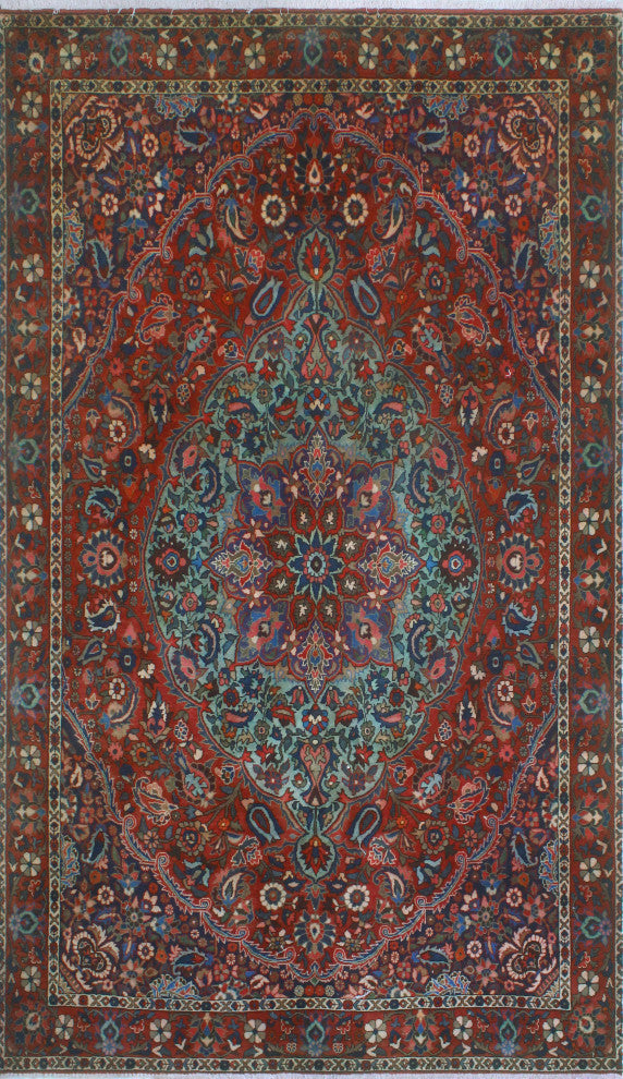 Fine Vintage Distressed Bijar Rust/Gray Rug, 6'2x10'8