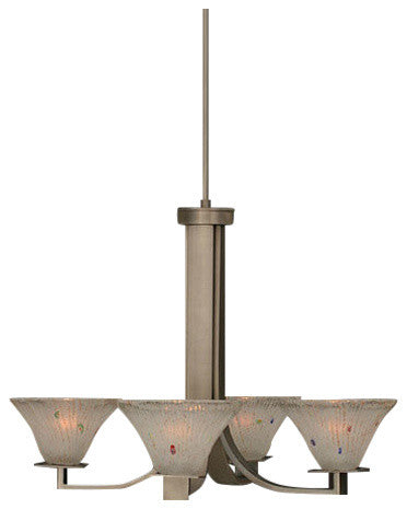 Apollo 4 Light Chandelier In Graphite, 7" Frosted Crystal Glass