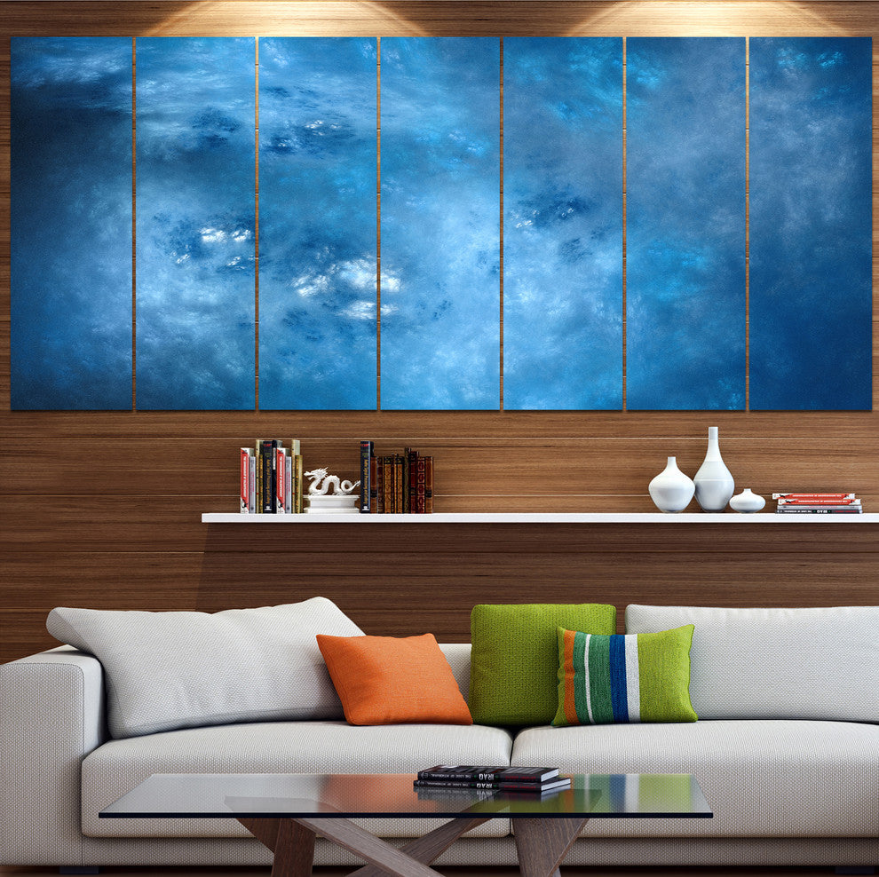 Blur Clear Blue Sky with Stars, Abstract Canvas Art Print, 83"x32", 7 Panels