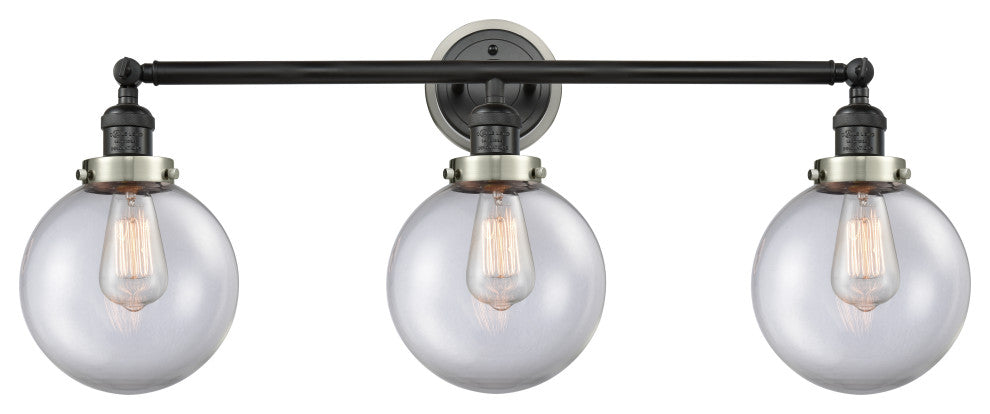 INNOVATIONS 205BK-BPSN-HRSN-G202-8 3-Light Bath Vanity Light Matte Black