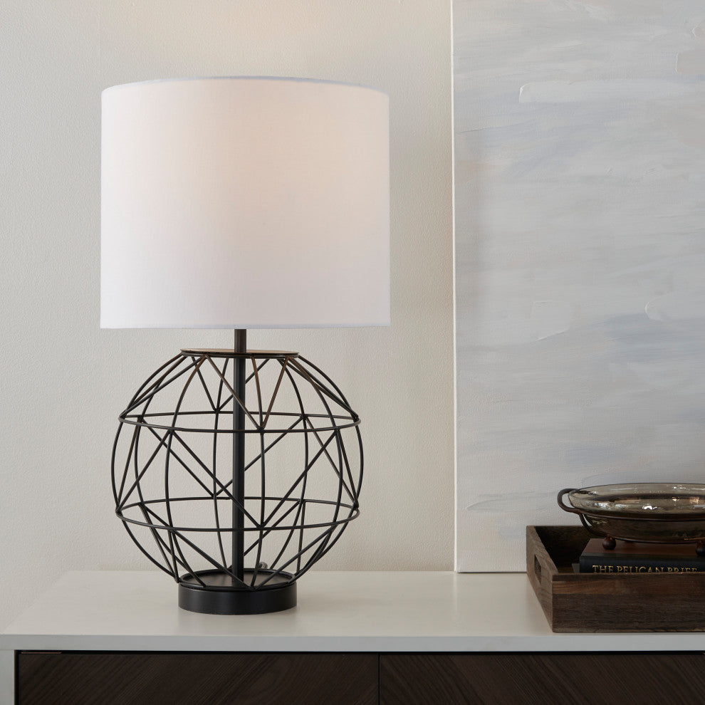 Nourison AKT02 Table Lamp, Black, 12" x 12" x 22"