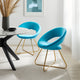Side Dining Chair, Set of 2, Gold Blue, Velvet, Modern, Cafe Bistro Hospitality