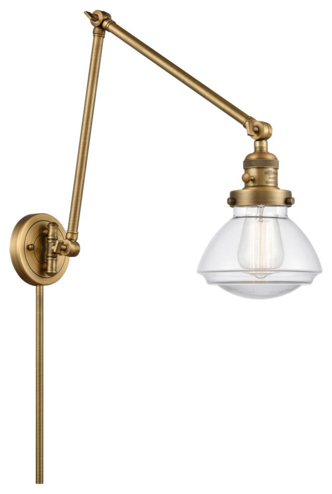 Olean Swing Arm With Switch, Brushed Brass, Clear, Clear
