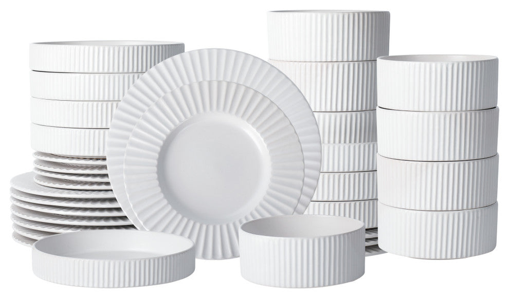 Christian Siriano Lusso Stoneware 32 Piece Dinnerware Set, White