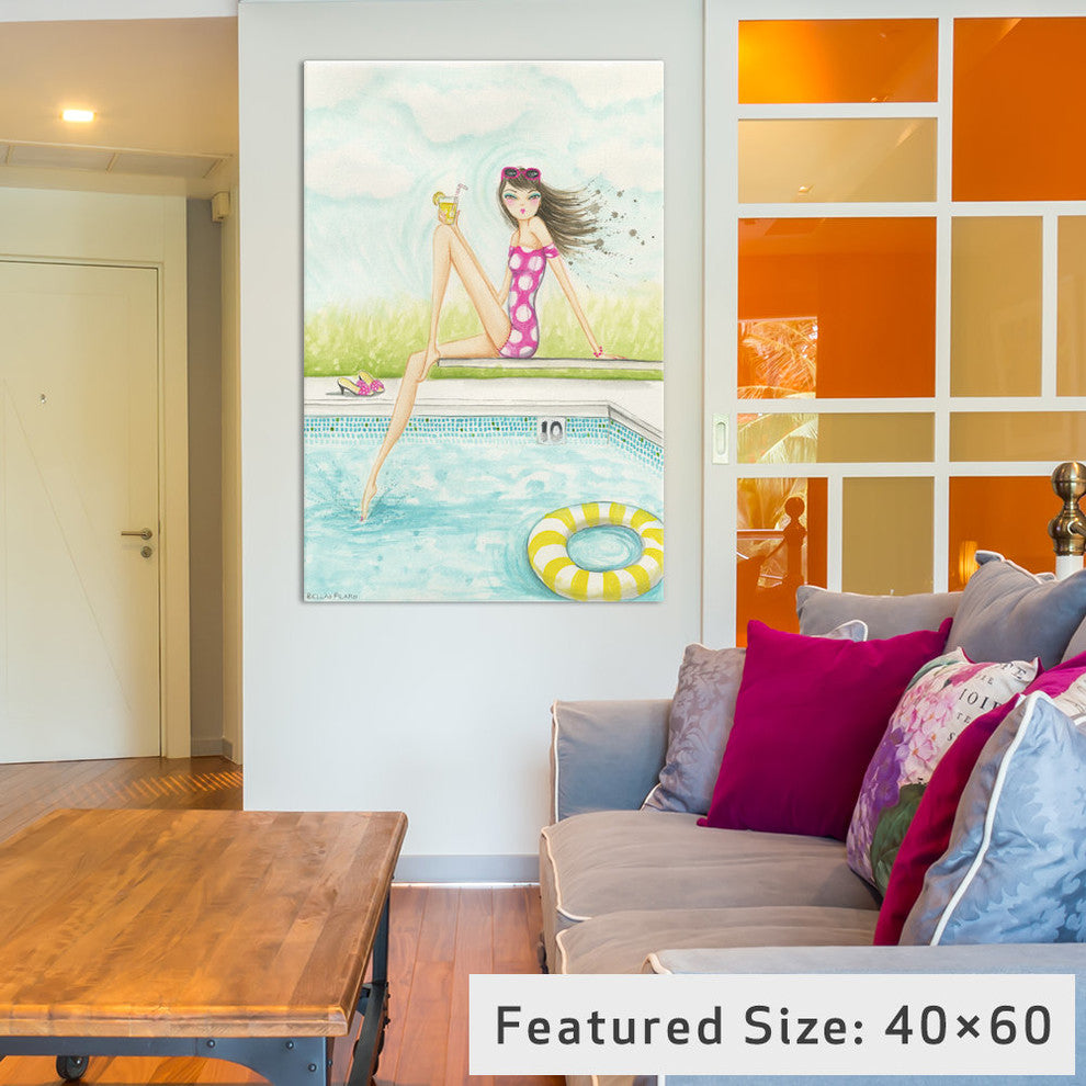 "Backyard Pool" Canvas Art Print By Bella Pilar, 26x1.5x40