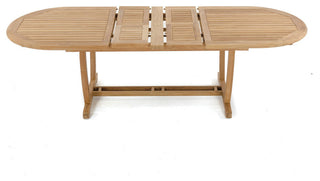 13-Piece Outdoor Teak Dining: 117" Masc Oval Table, 12 Celo Stacking Arm Chairs